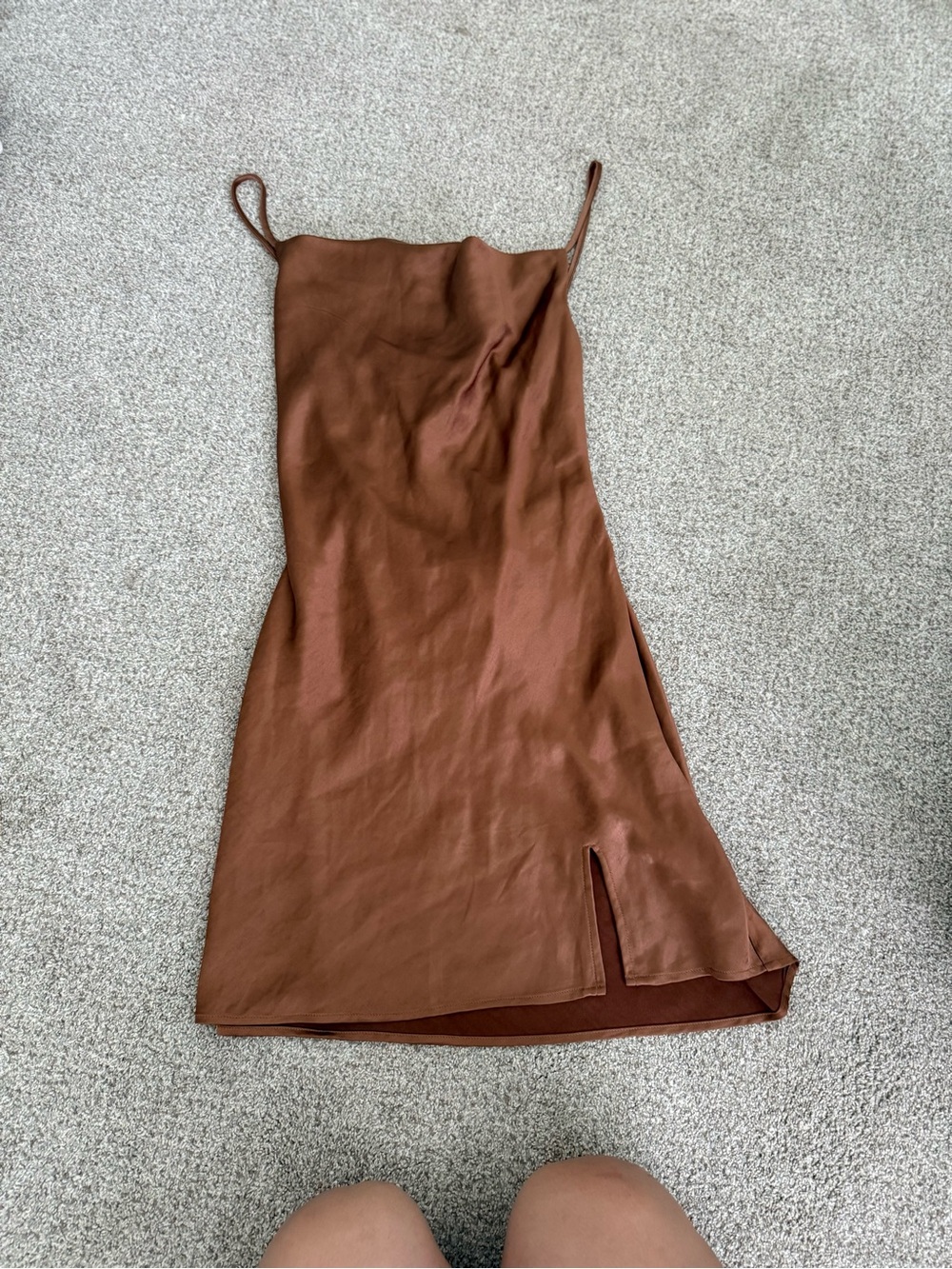 Princess Polly Brown Slip Midi Dress with Side Slit